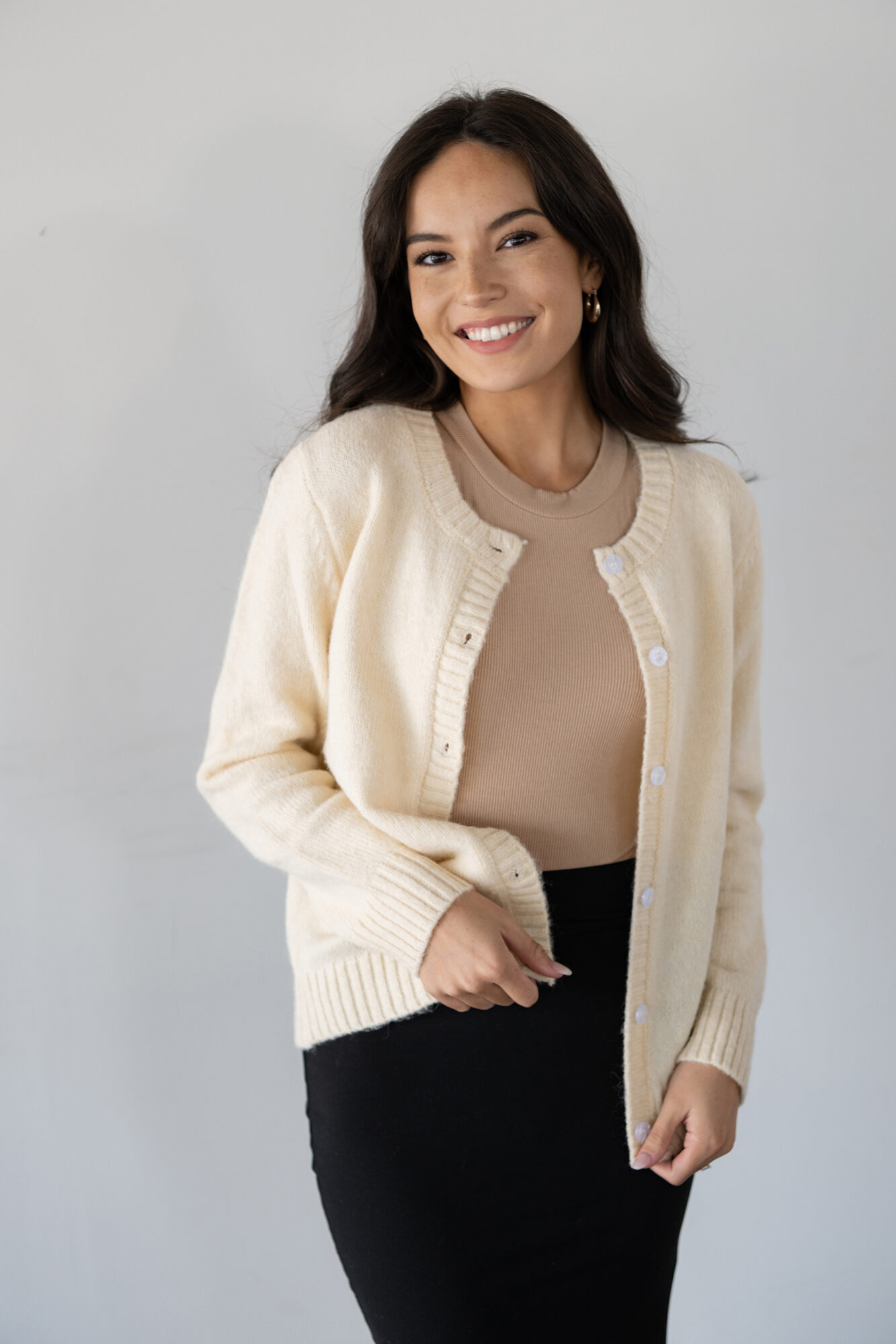 Ivory Fuzzy Cardigan - Bates Sisters 