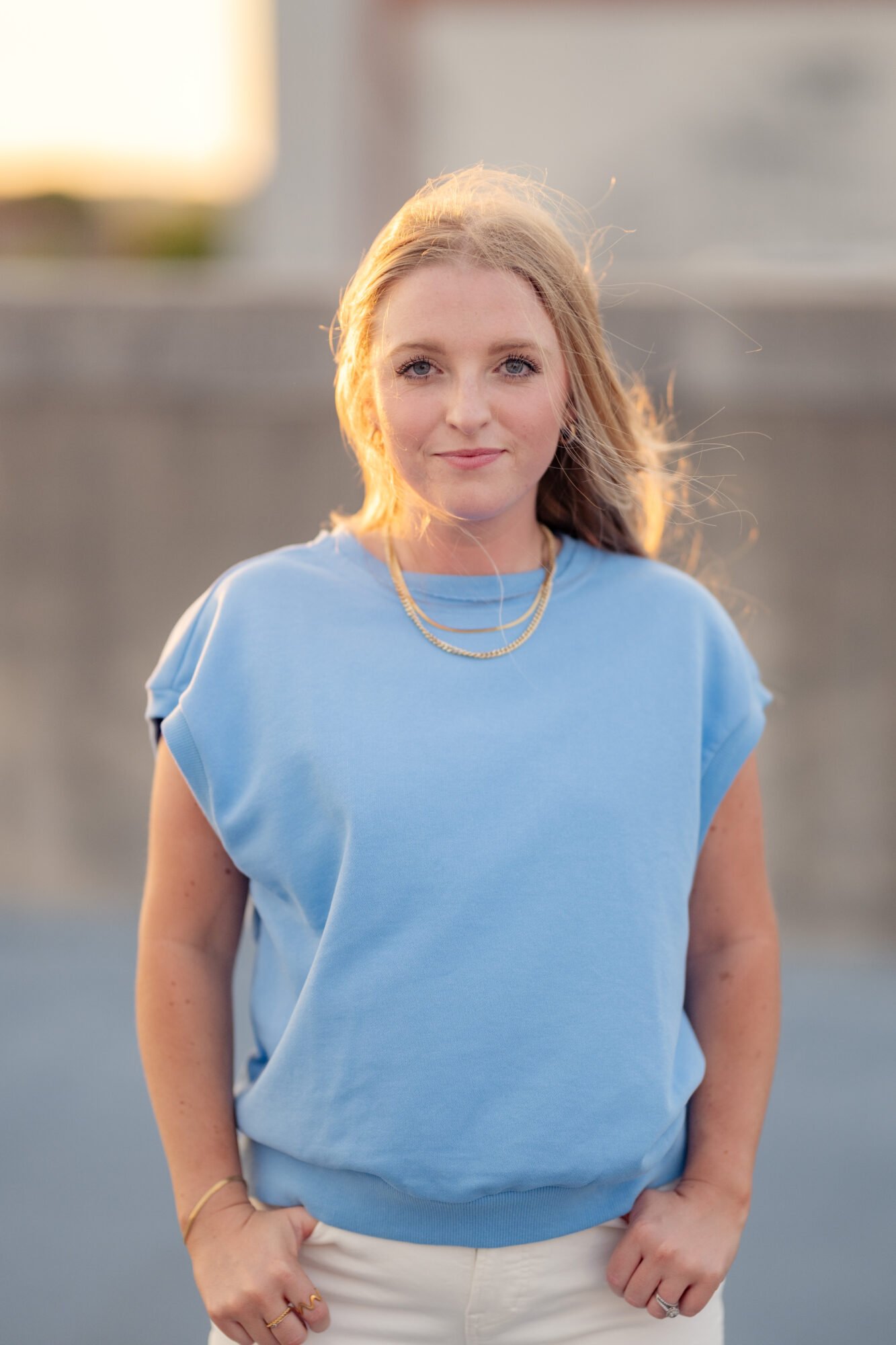 The Muscle Tee Blue Bates Sisters Boutique