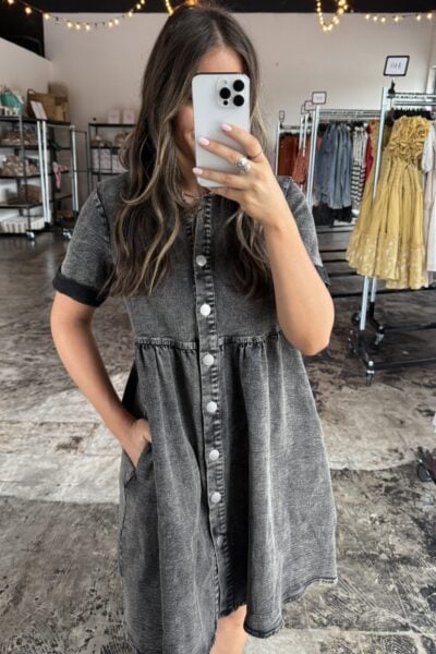 The Lennox | Black Denim Dress