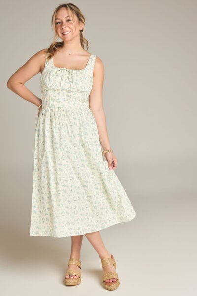 The Blaire | Delicate Blue Floral Midi Dress