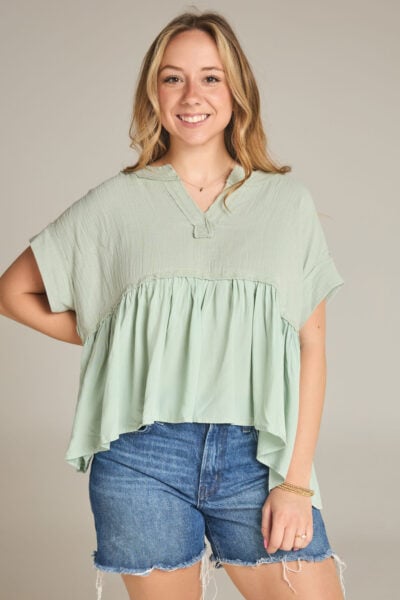 The Arla Peplum Top | Sage
