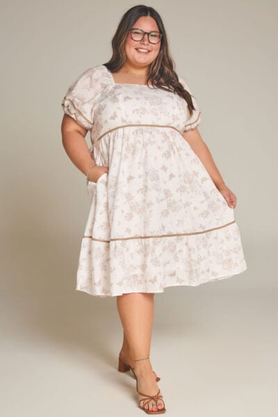 The Ada Plus | Ivory Floral Tiered Dress
