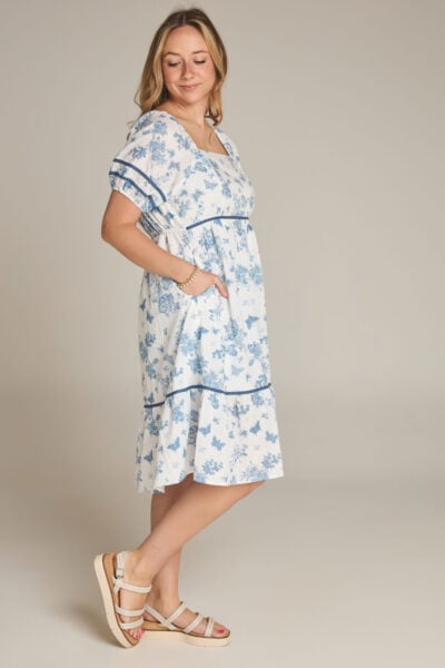 The Ada | Blue Floral Tiered Dress