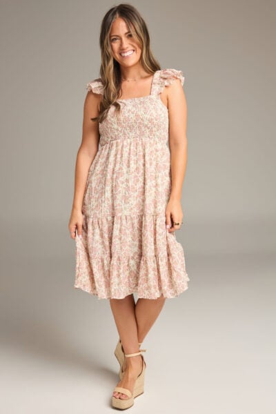 The Nayvie | Blush Confetti Midi Dress