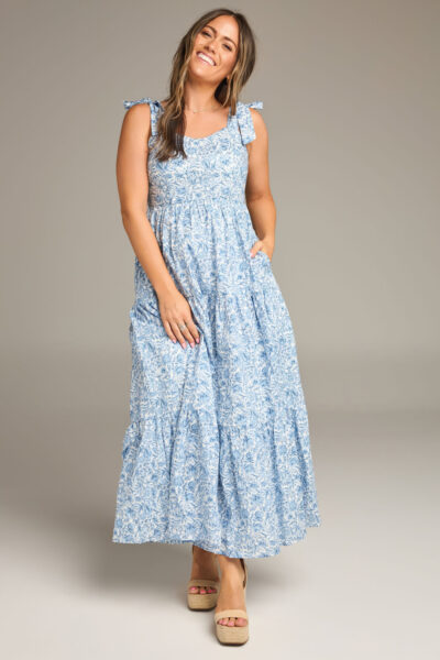 The Francine | Blue Floral Maxi Dress