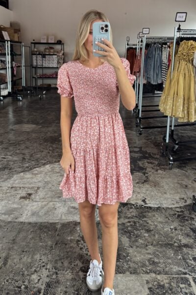 The Hayden | Coral Floral Tiered Dress