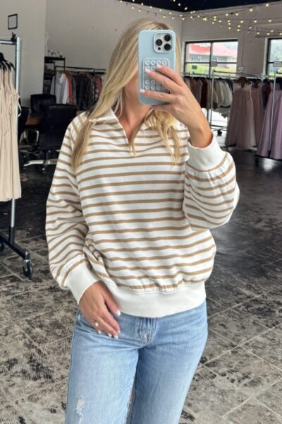 The Emmy Striped Sweater | Taupe