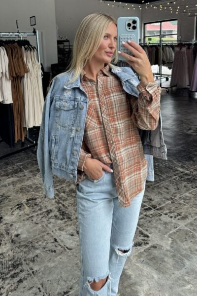 Long Sleeve Flannel | Burnt Orange