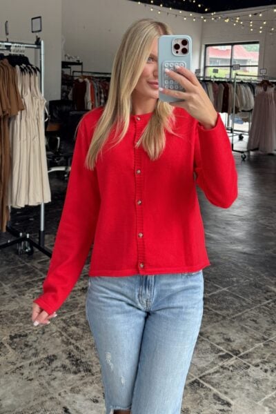 The Piper Cardigan | Cherry Red