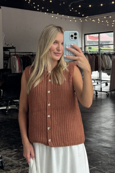 Hazy Morning Sweater Vest | Brick